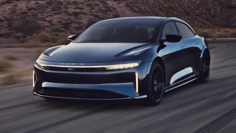 2025 Lucid Air Sapphire on the road.